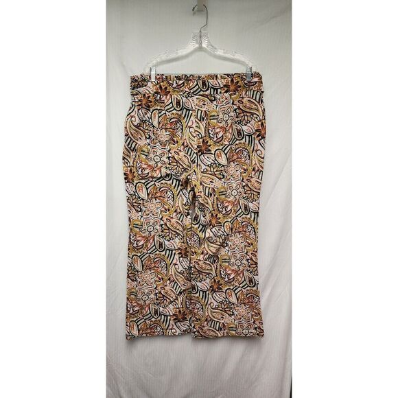 East 1946 Floral Wide Leg Pull-On Pants Multicolor Brown Size 18/20W - Picture 2 of 7